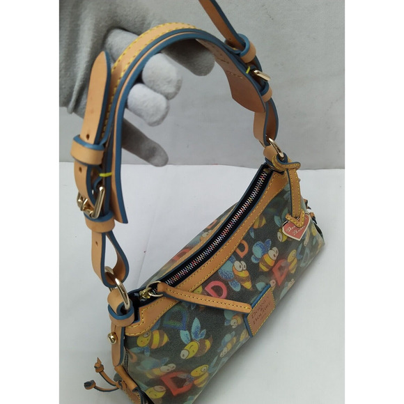 Dooney & Bourke Multicolor Bees Coated Canvas Leather Trim Hobo Shoulder Bag - Picture 9 of 16